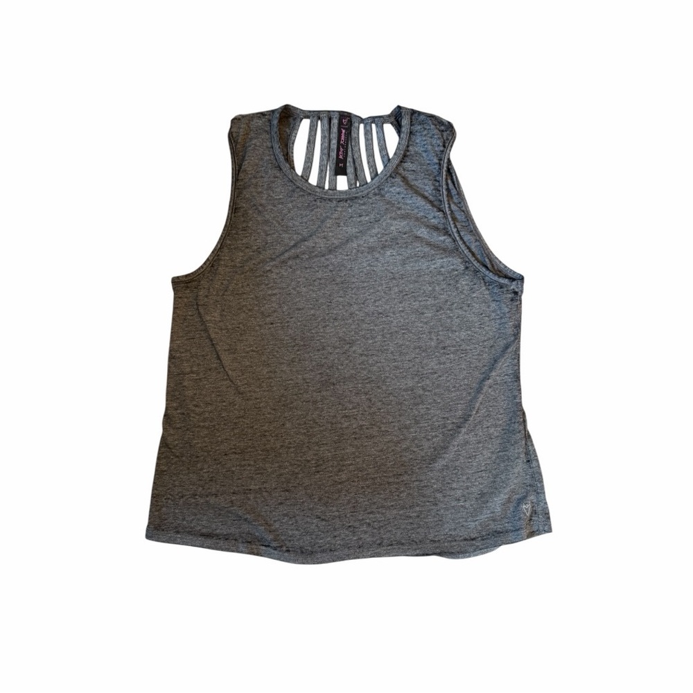 Betsey Johnson Performance Gray Strappy Back Sleeveless Tank Top Size M